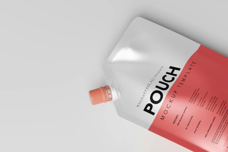 product packaging mockup with orange cap on white table