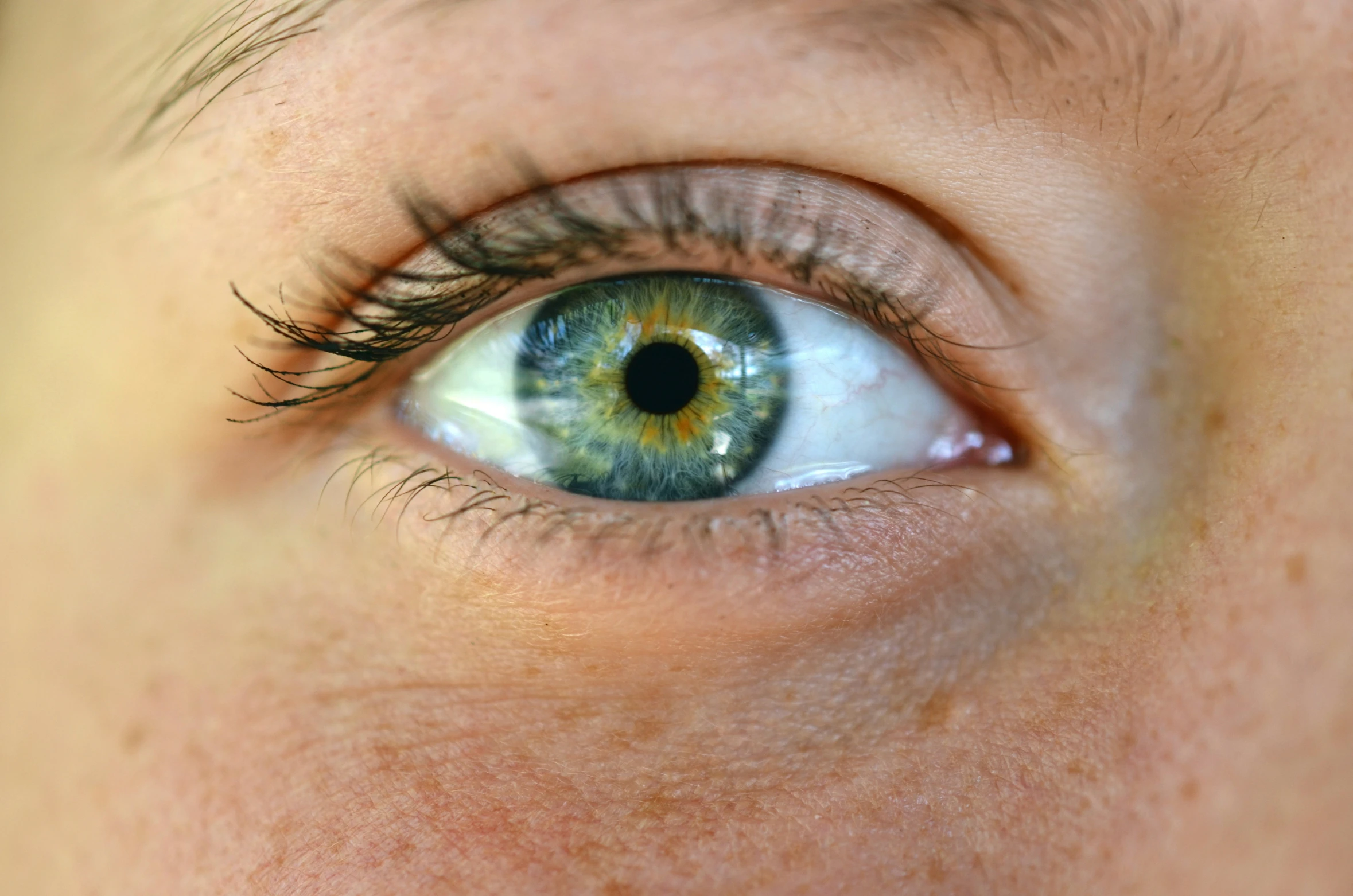 a person looking at soing while wearing blue