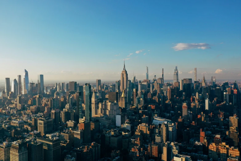 an aerial view of city buildings from above