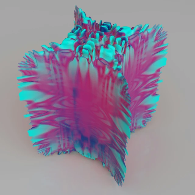 3d pink and blue objects are sitting on a surface