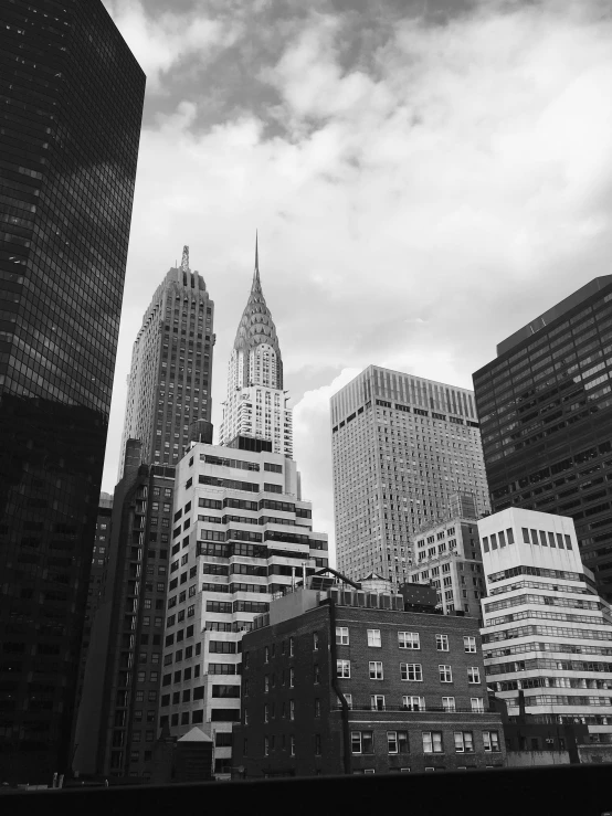 black and white po of buildings in a city