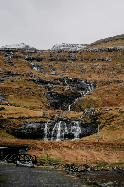 water fall on the side of a hill