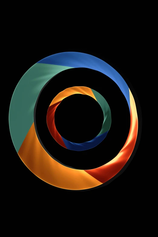 a group of three multicolored objects in a circle