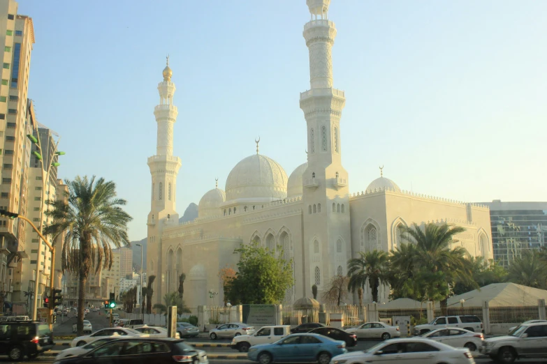 the mosque has three spires at each end