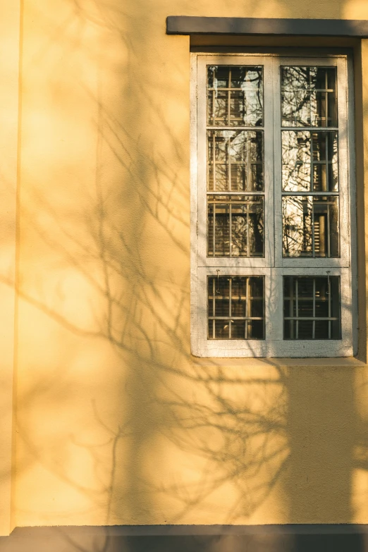 a clock is displayed in front of a window