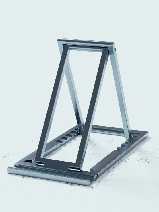 a black stand with two triangular legs