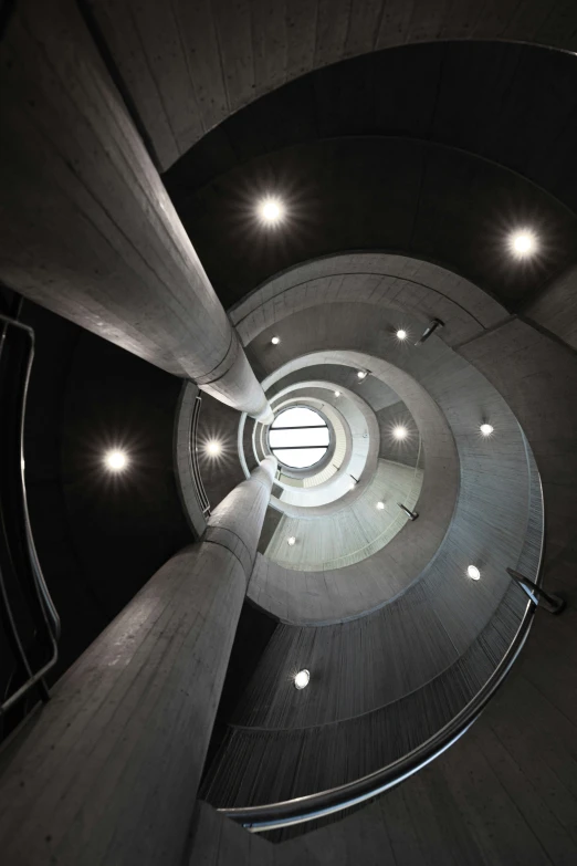 this is the view from inside a spiral - shaped building