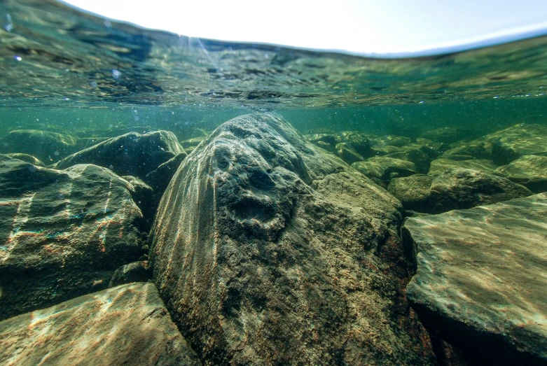 a rock under water that is underwater