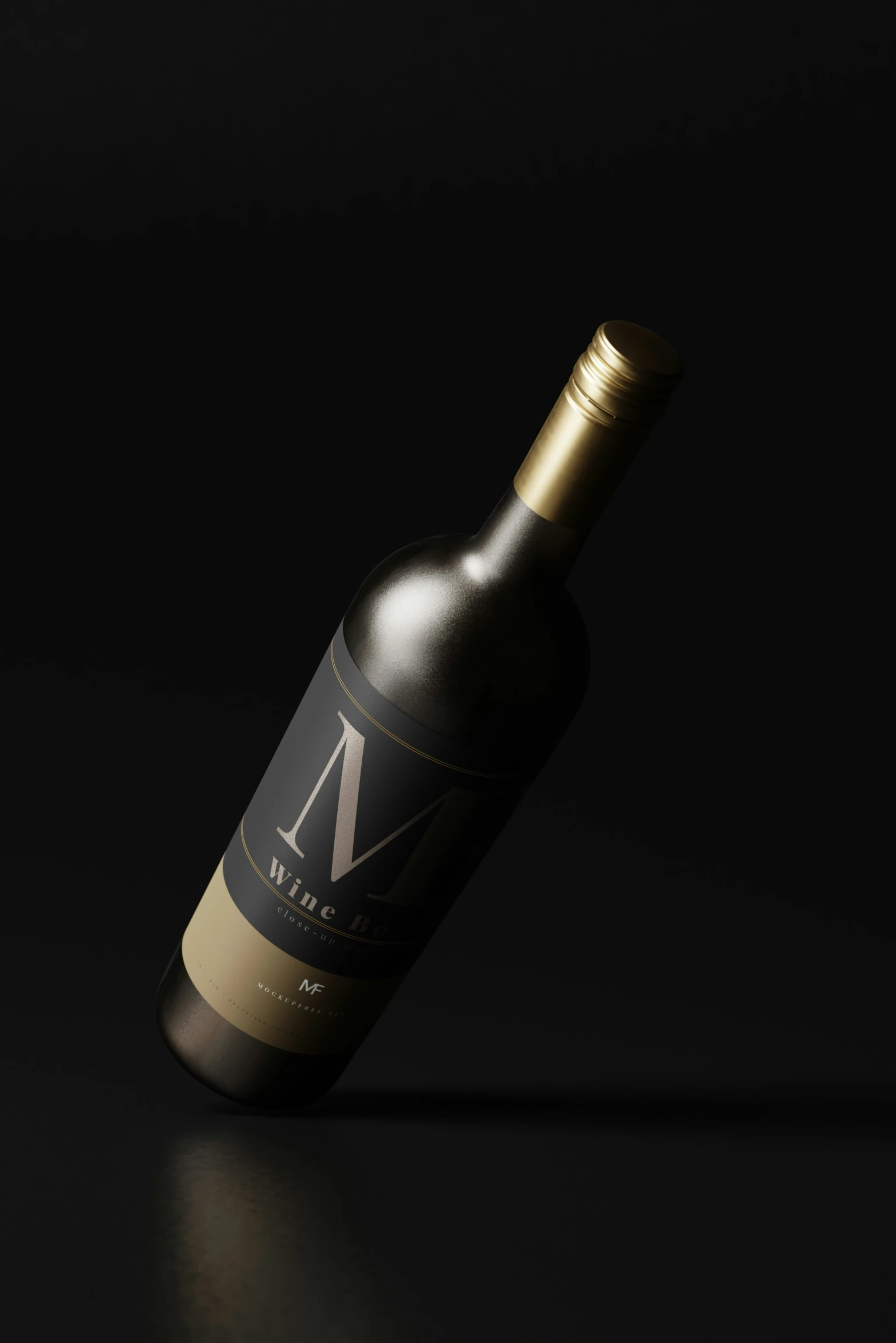 a bottle of wine sits in the dark