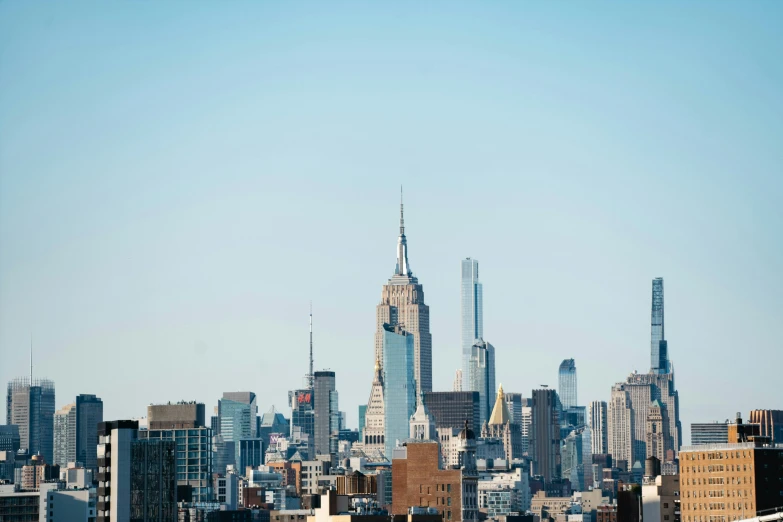 a city skyline, with the empire building in the foreground