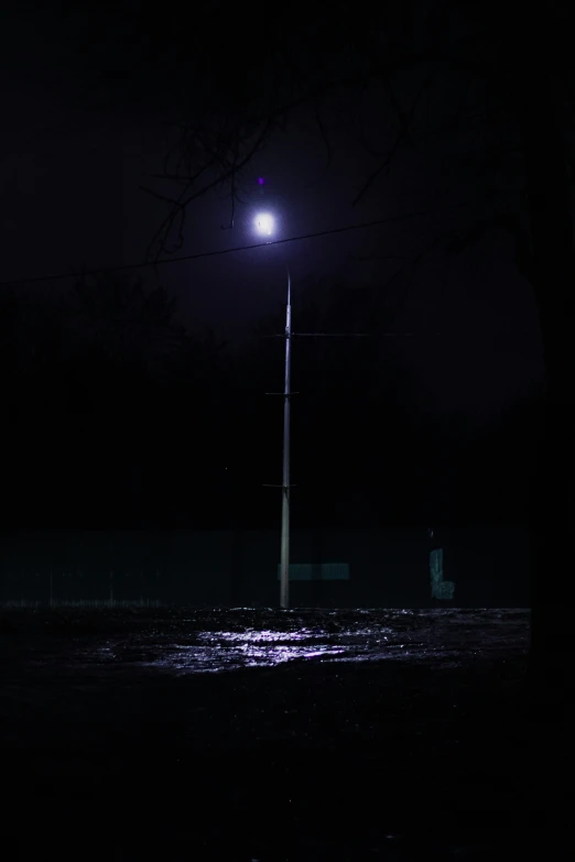 street lamp lit up in the dark by night