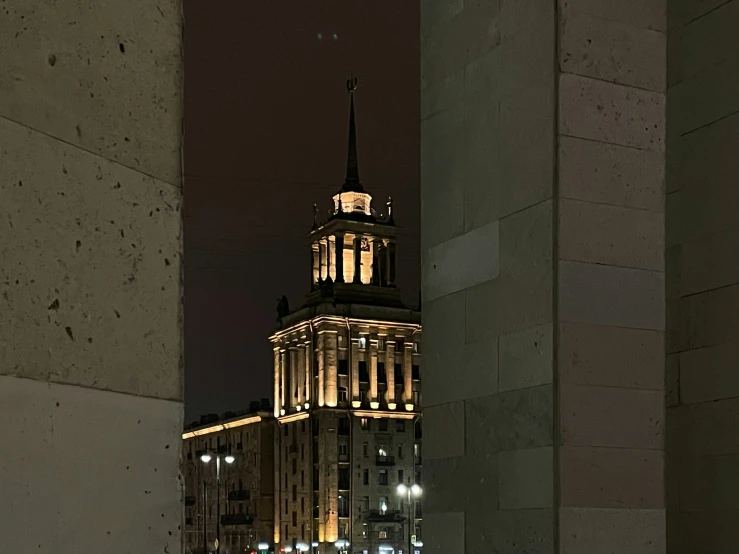 there is a large building with tall windows