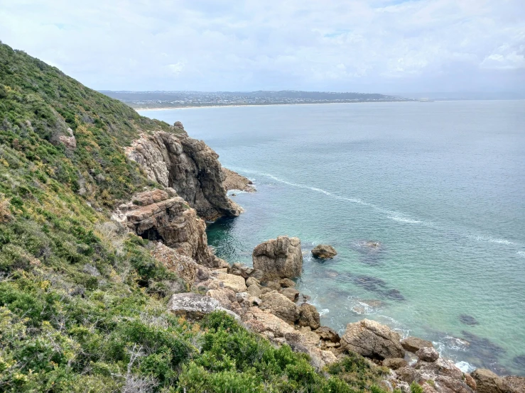 the ocean has two rock formations near by