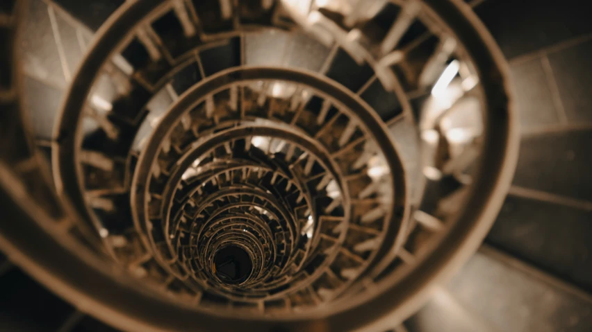 looking down at the middle part of an ornate wooden structure