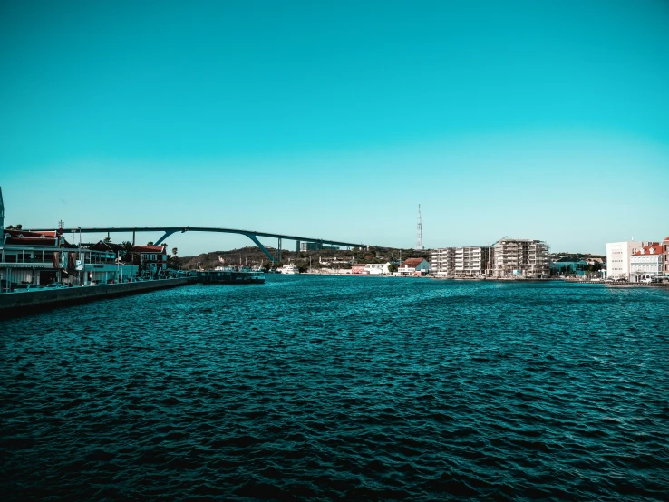 the river and bridge are close to each other