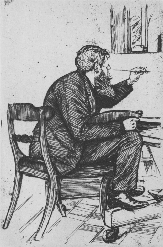 a man sitting down and pointing at soing