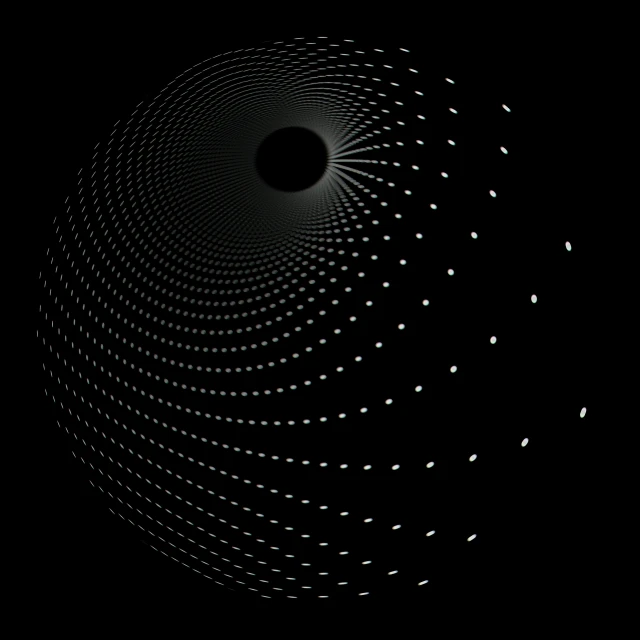an abstract spiral of circles, dots and drops of dark