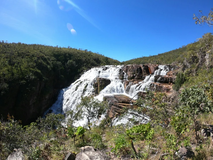 the waterfall is about ready to burst up