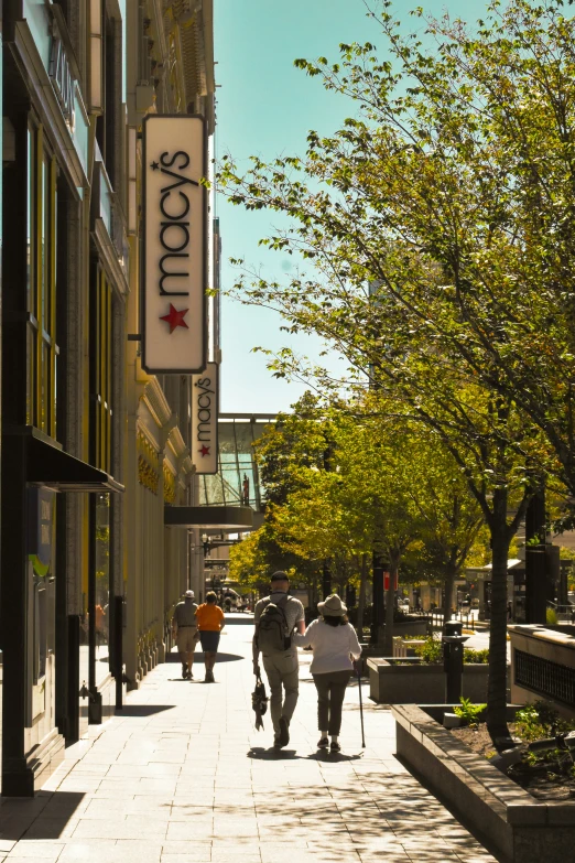 people walking down a street in the city