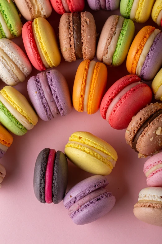 several macaroons arranged in a circle in various colors