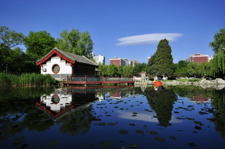 a house that is sitting on some water