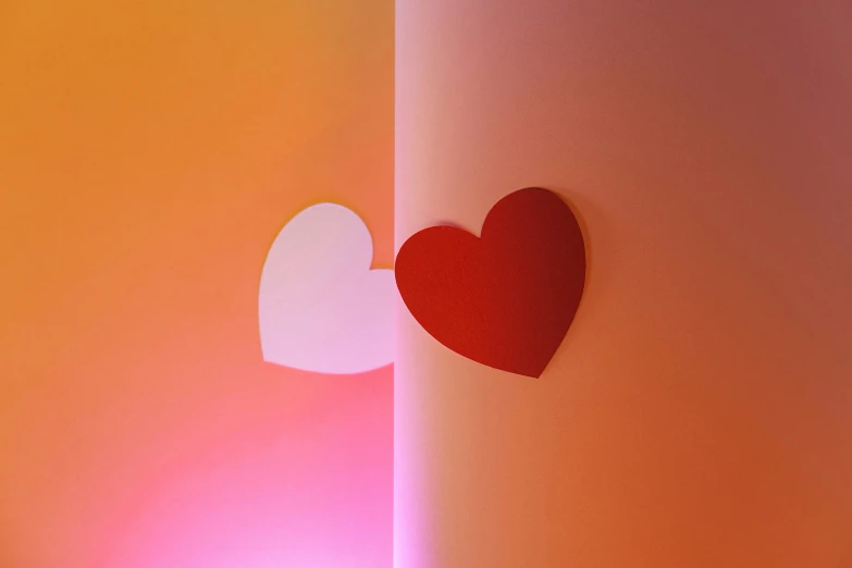 the two heart shapes on a light colored background