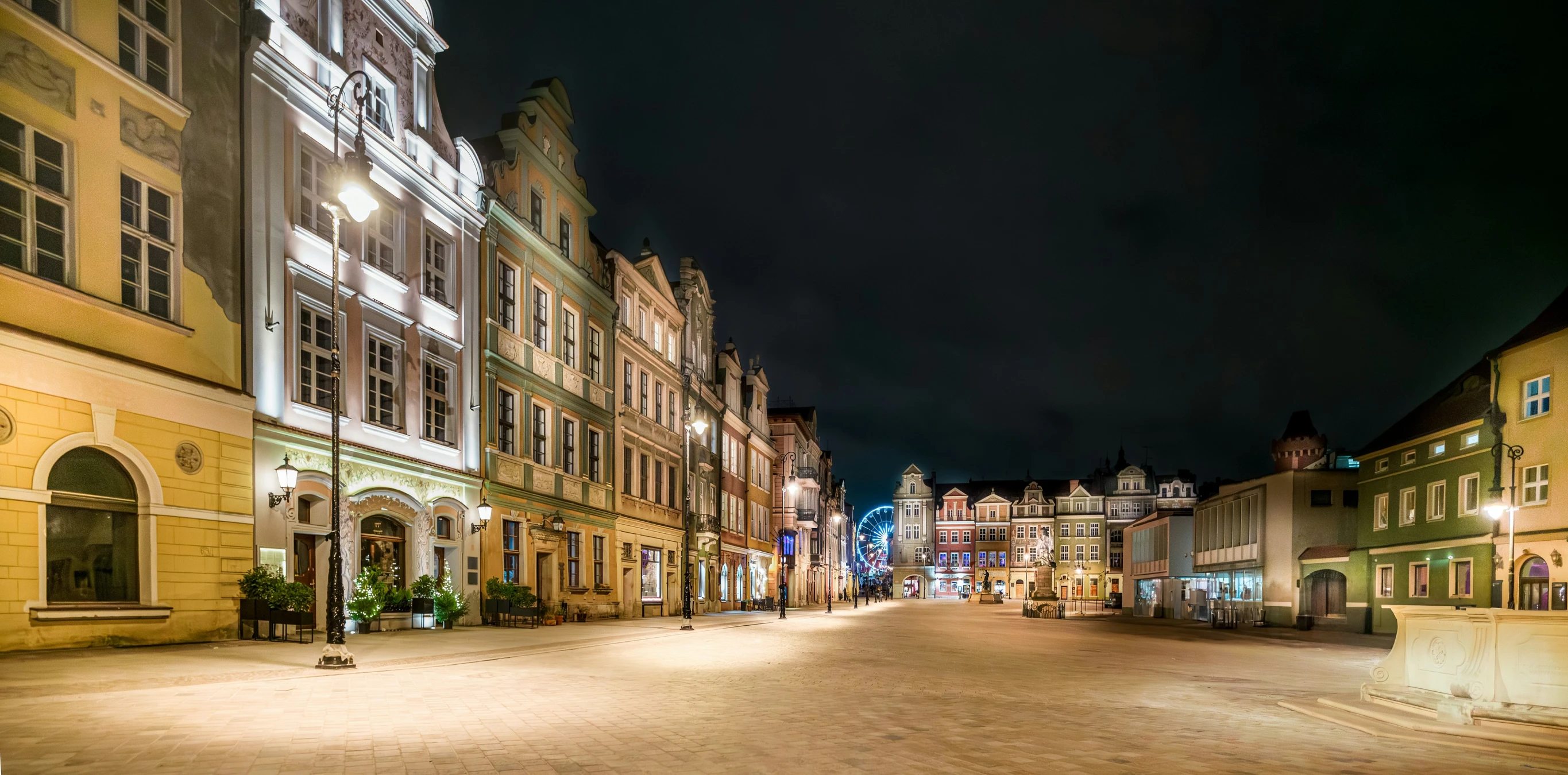 a night time street in a city area