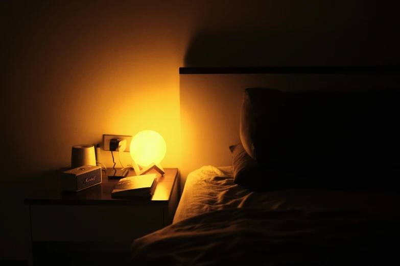 a close up of an open head board in the dark