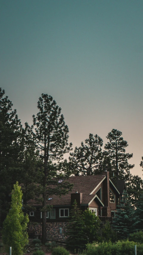 a house in the woods on a hill