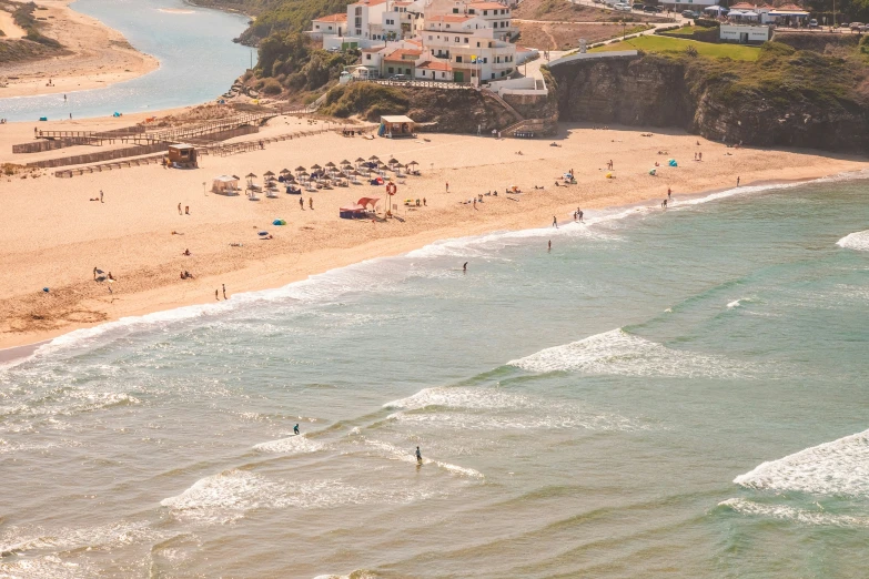 this is an overhead view of the beach from a airplane