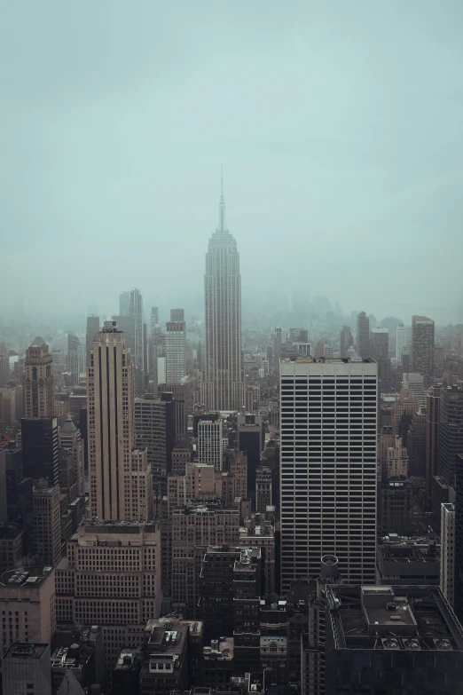 an overhead s of skyscrs in the city