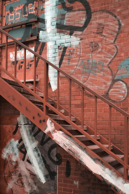 a fire escape painted on the side of a building