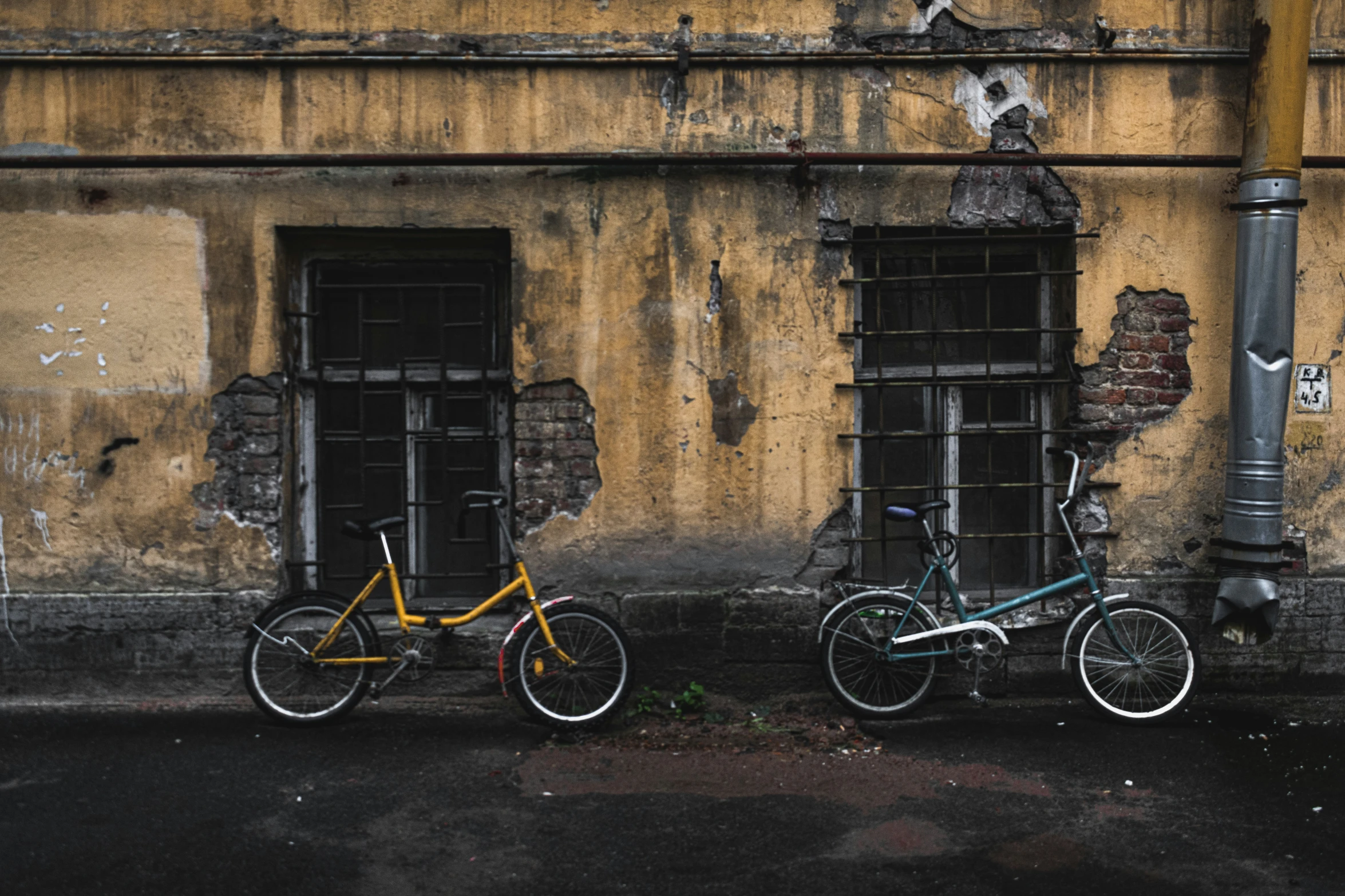 a couple of bicycles parked next to each other