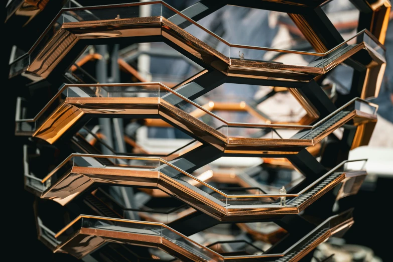 multiple wooden frames that look like hexagonal structures
