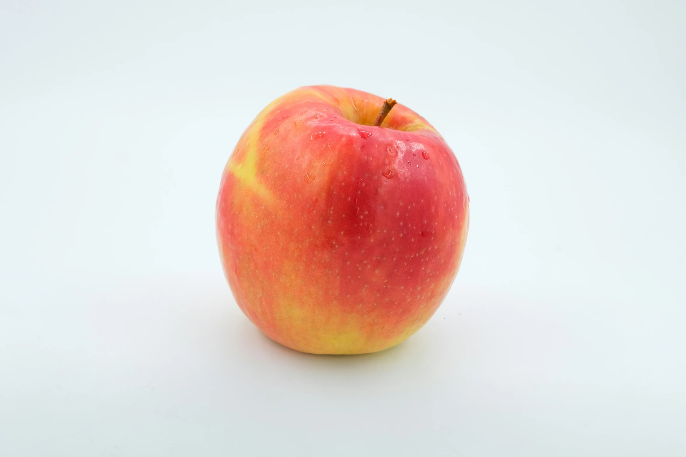 an apple sits on the surface of the po