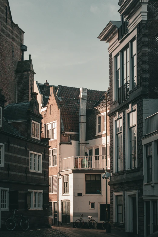 a group of old buildings on a street