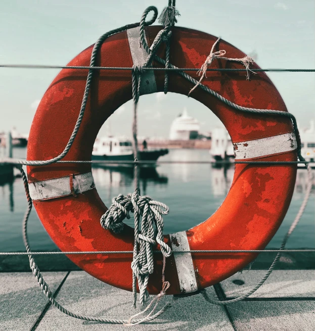 the life preserver is orange in color