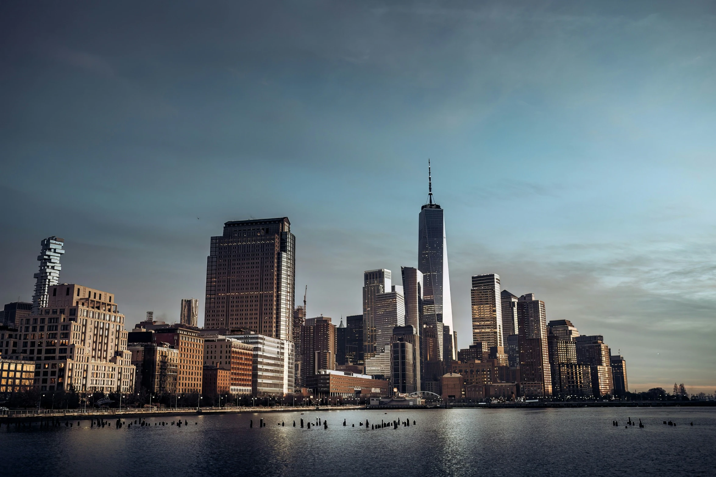 new york cityscape viewed from the water