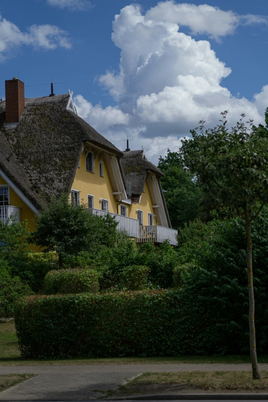 the view of an old house from the street