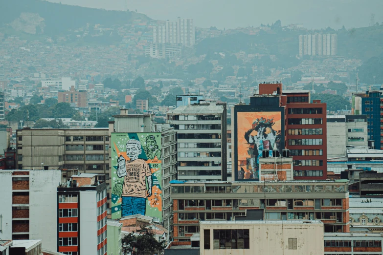 a city skyline with a lot of tall buildings