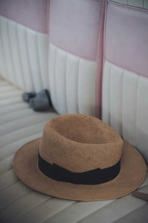 the hat on the seat of a vehicle