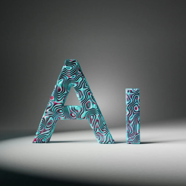 a set of 3d, geometric font printed with wavy design