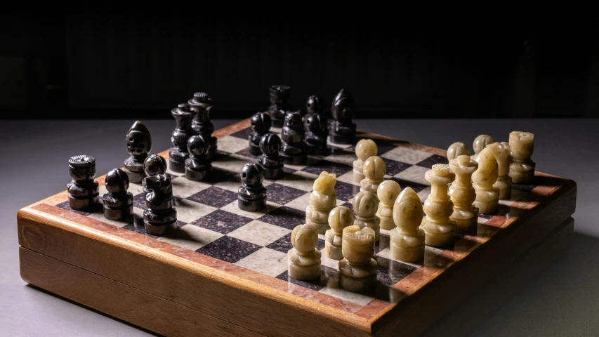 chess set up as part of a game