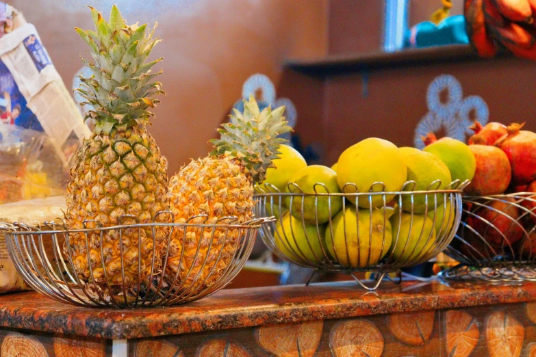 a bunch of fruit sitting on top of a table