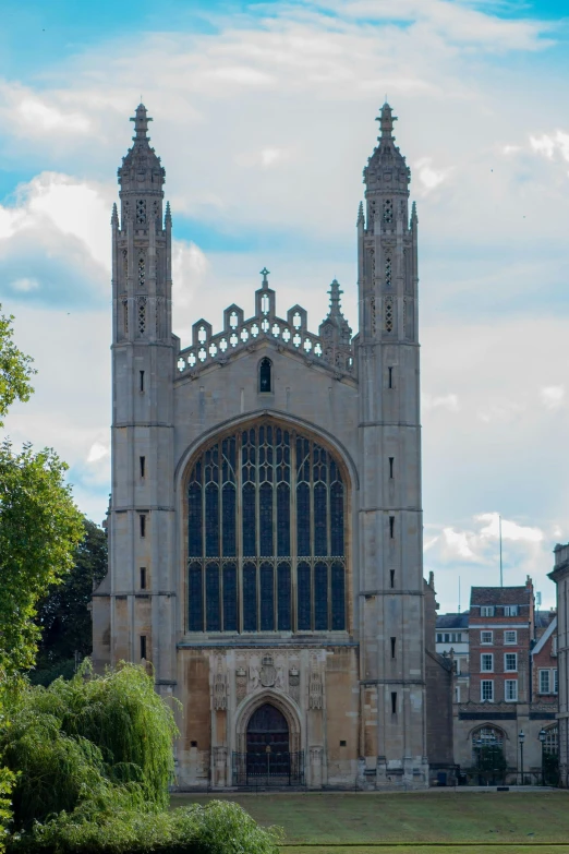 the very large building has two massive towers