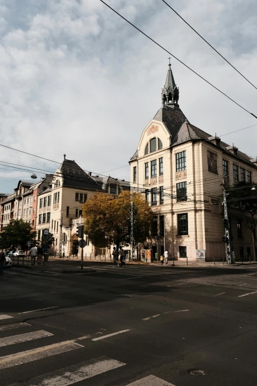 an old town with many buildings near a street