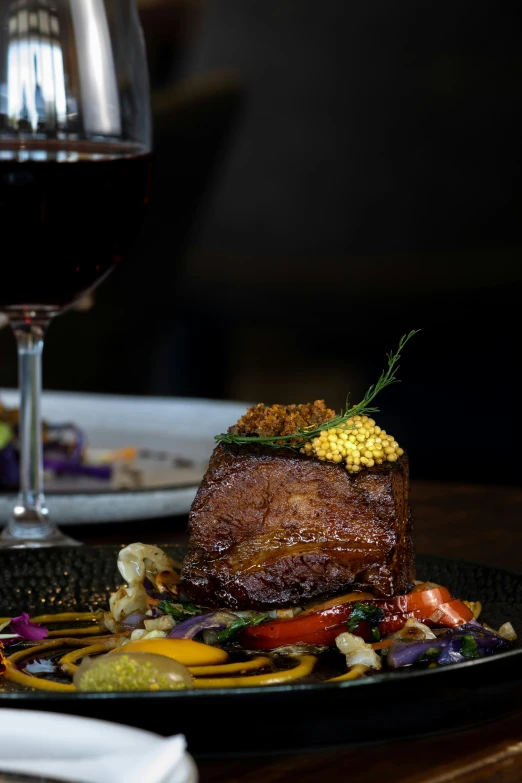 a dinner plate sitting on top of a wooden table