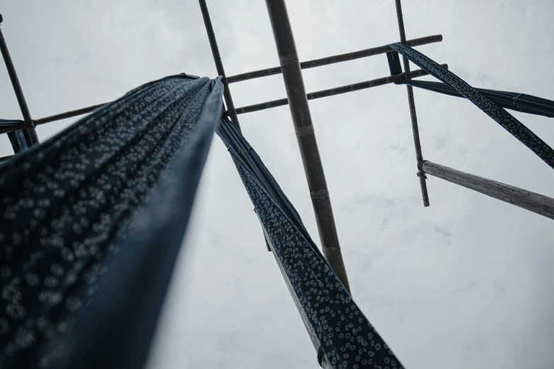 poles and poles against a cloudy sky in an amut park