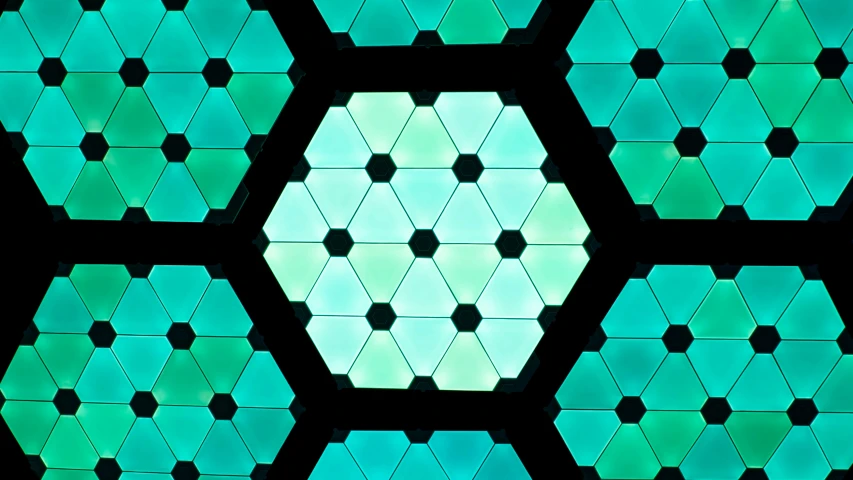 abstract hexagon design with stars in black and green