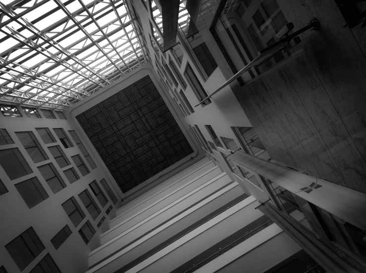 looking up at the ceiling and floors in an abstract style